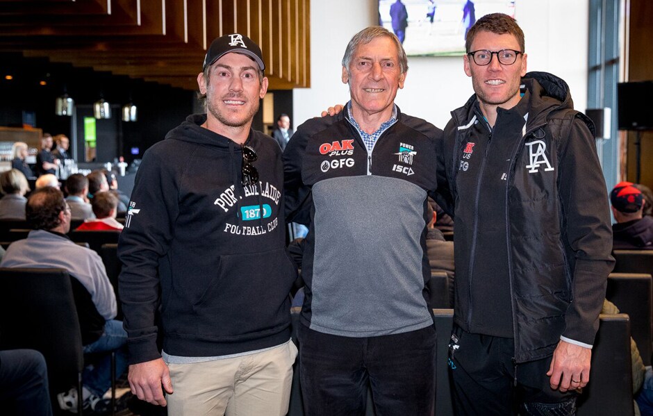 EbertsPTEVAW-main.jpg The Ebert family (from left to right: Brett, Russell and Brad) have been involved in delivering Power Community Limited's Power To End Violence Against Women program. - Port Adelaide Power,Brad Ebert,Brett Ebert